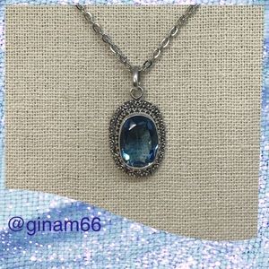 New Sterling Silver Beautiful Aqua Marine